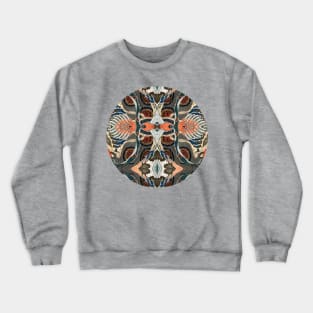 Japanese Abstract Collage Hokusai Print Round Tan/Orange/Blue Crewneck Sweatshirt